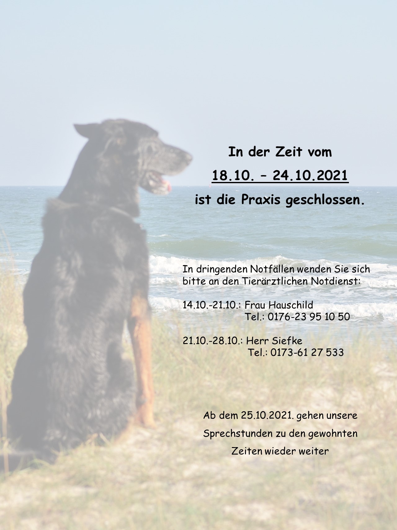 Urlaub 2021 Aushang